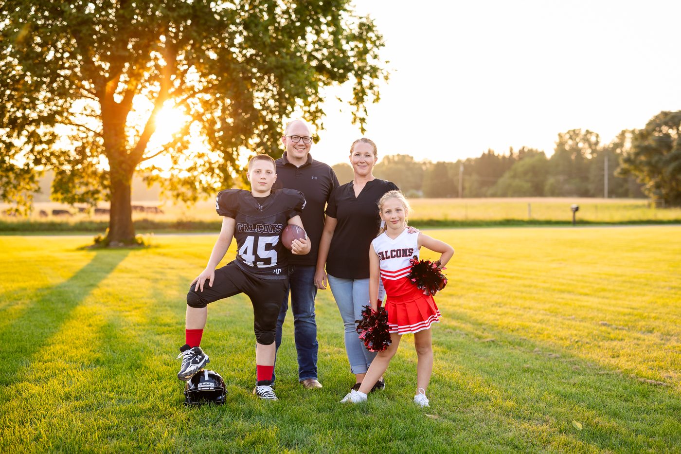 The Teshka family — Jake, his wife, and their two children on a Friday night in northern Indiana